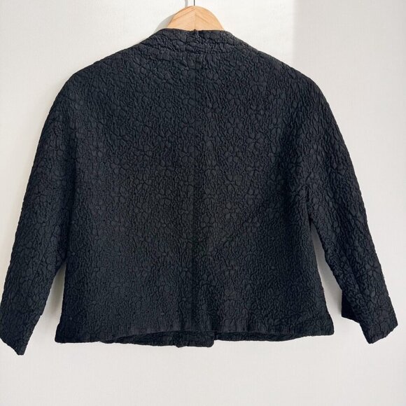 Vintage Natalie Green Micro Quilted Cropped Black Unique Jacket M - Picture 7 of 8